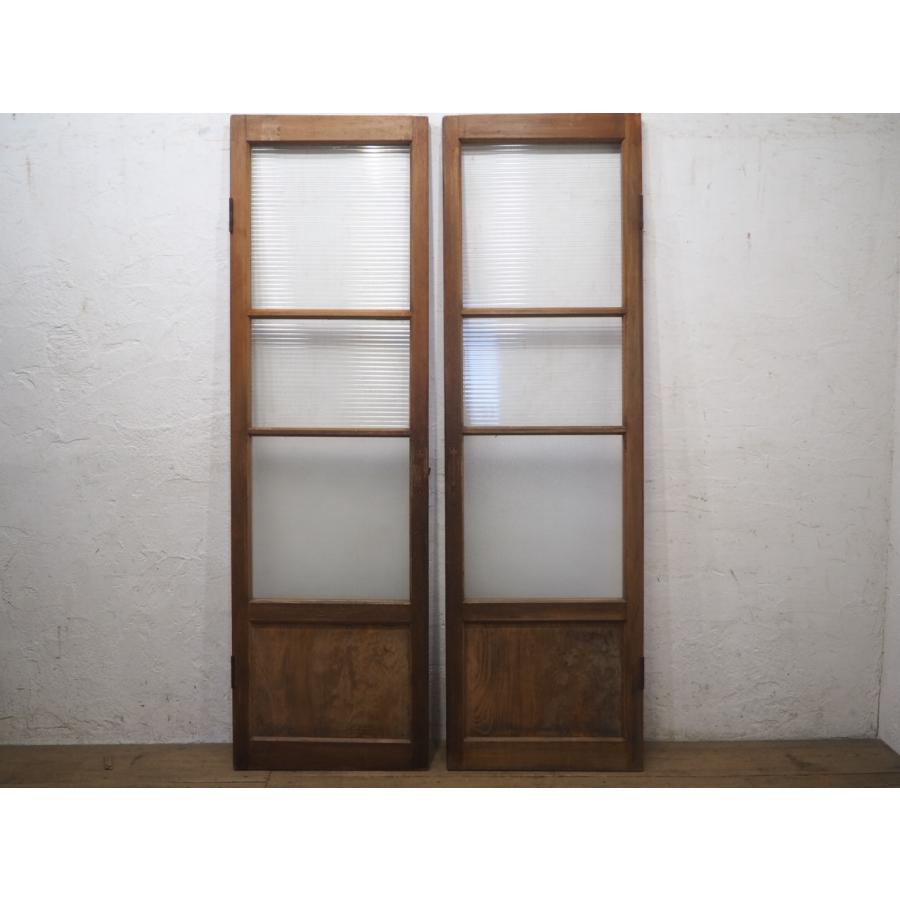 タN0279◇【178cm×W54cm】×2枚◇アンティーク◇モールガラス入りの古い 