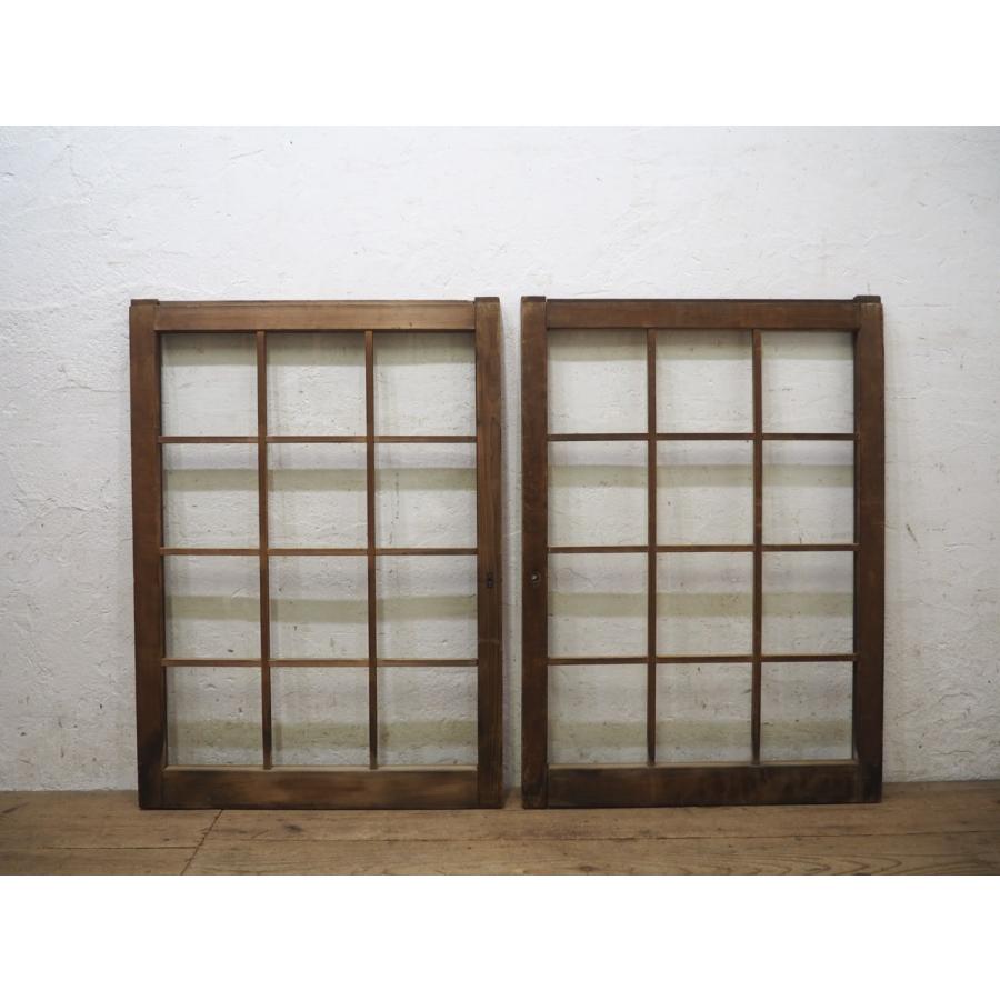 タN0752◇(2)【H94,5cm×W67,5cm】×2枚◇格子デザインの古い木枠