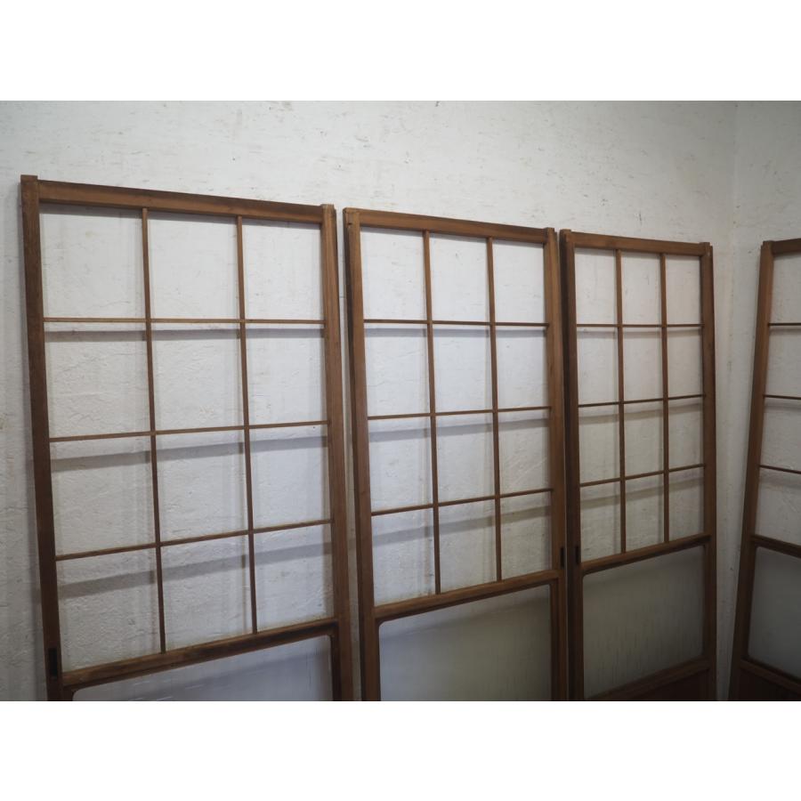 タN0814◇【H177cm×W67cm】×4枚◇ガラス入りのレトロな障子戸◇建具