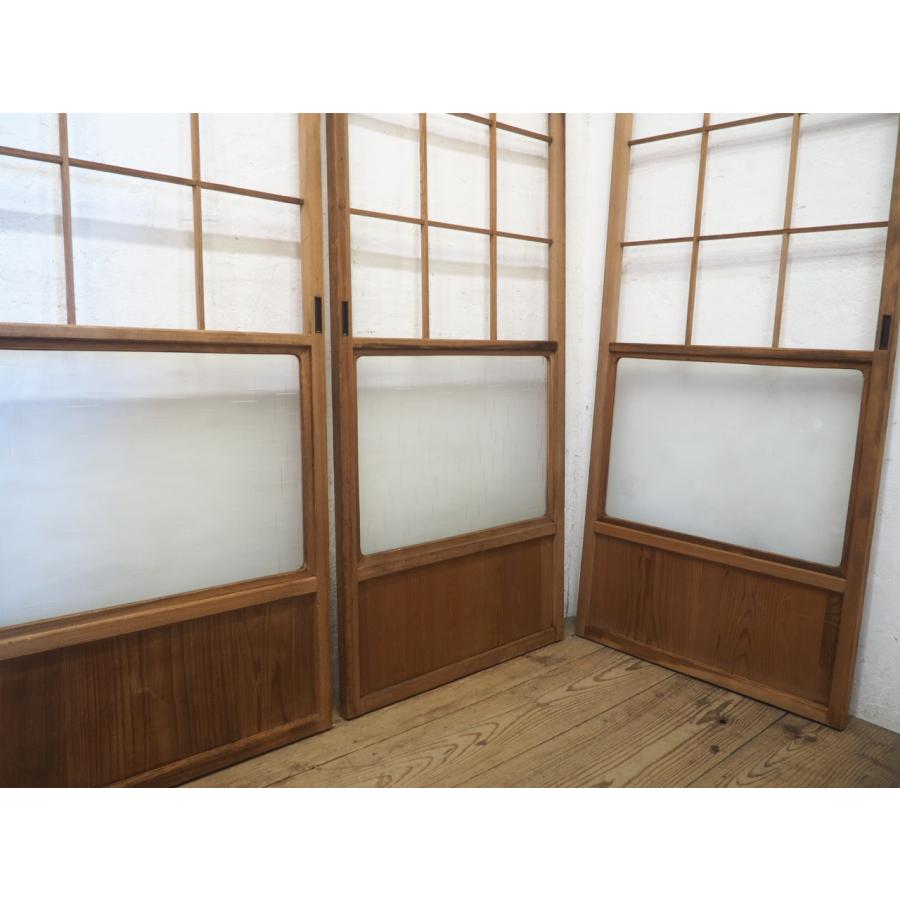 タN0814◇【H177cm×W67cm】×4枚◇ガラス入りのレトロな障子戸◇建具