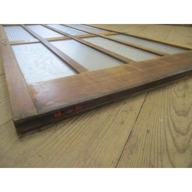 昭和レトロ　引き戸　建具　ガラス戸　2枚　セットまとめ売り タI0148◇【H95cm×W70cm】×2枚◇昭和レトロなデザインガラスの古い木枠