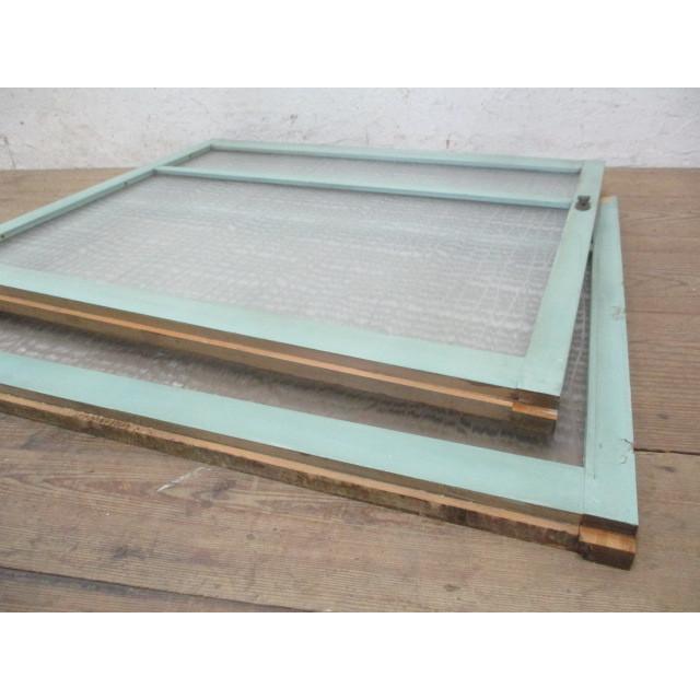 タN964◇【H77cm×W88cm】×2枚◇昭和レトロなデザインガラスの古い木枠