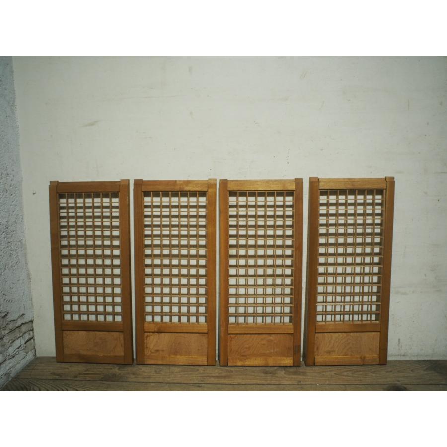 ユO0150◇(3)【H74cm×W32cm】×4枚◇格子デザインの古い木製引き戸