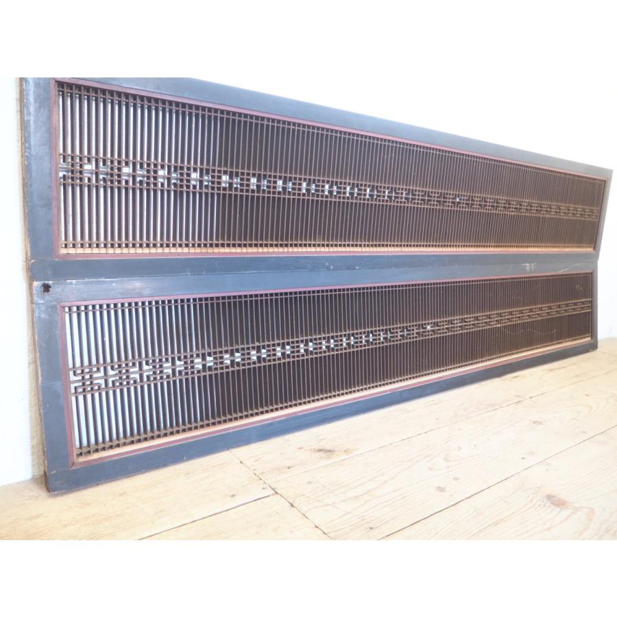 タO0682◇×2枚◇素敵な組子細工の古い木製欄間◇建具 ランマ 明り取り