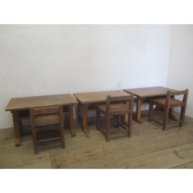 タP292◇可愛い小さな古い木製テーブルとイスのセット◇椅子チェア 