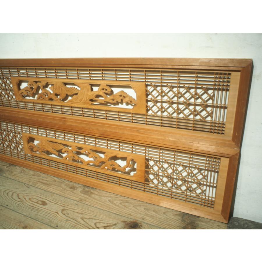 タQ0007◇×2枚◇アンティーク◇素敵な組子細工の古い木製欄間◇古建具