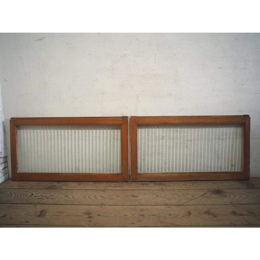 ユQ0053◇(8)【H44cm×W82cm】×2枚◇幅の広いモールガラスの古い