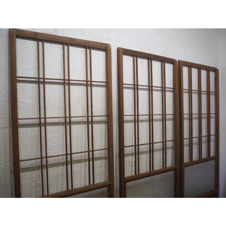 昭和レトロ 組子欄間 ① 書院障子 建具 衝立 引戸 ガラス戸 タQ0089◇【H176,5cm×W66,5cm】×4枚◇ガラス入り◇昭和レトロな障子戸