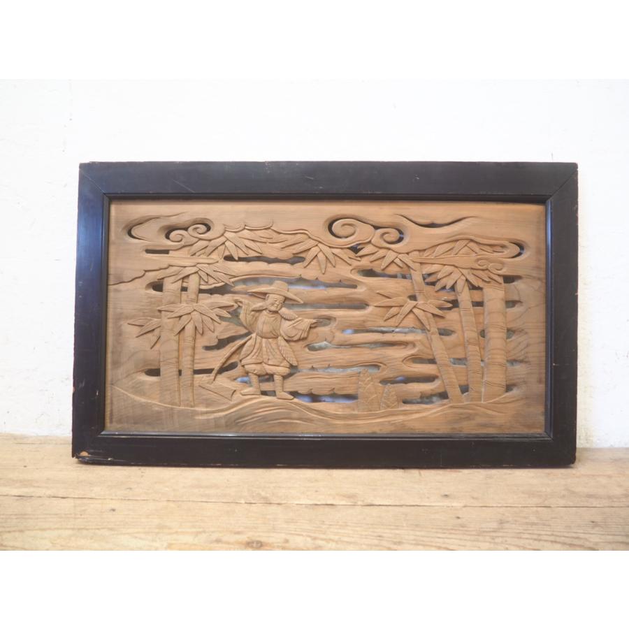 欄間 らんま アンティーク 彫刻 木製 猫 ヴィンテージ ねこ 欄間