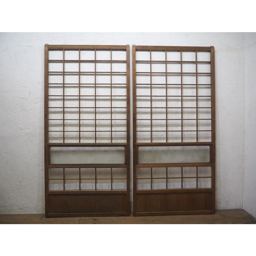 タQ0306◇【H177cm×W86cm】×2枚◇レトロなデザインガラスの障子戸◇古