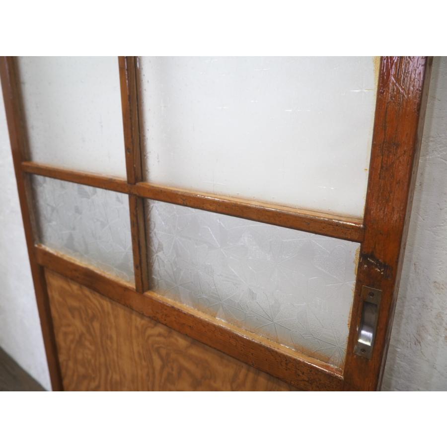 ●引き取り限定 建具 ガラス 山水 昭和 レトロ 木製 引き戸 c タH0500◇【H181cm×W80cm】◇素敵な組子細工の大きい木製ガラス戸