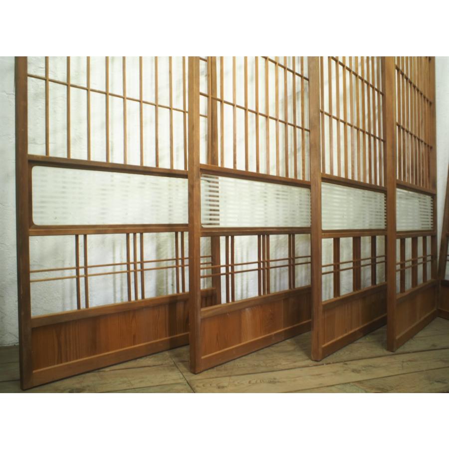 オズネロ　引き取り限定　木製建具　レトロガラス　4枚セット タQ0669◇【H177cm×W89,5(87,5)cm】×5枚◇レトロな味わいの古い木枠