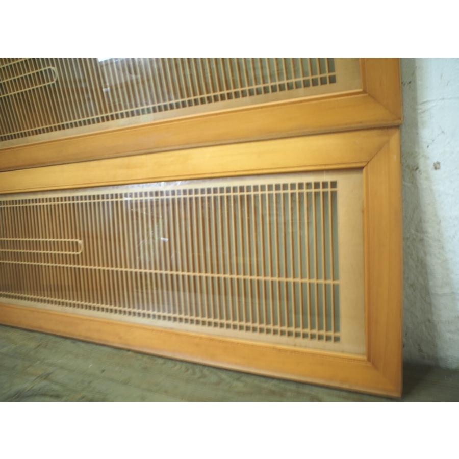 タQ0671◇×2枚◇両面ガラス入り◇組子細工のレトロな古い木製欄間