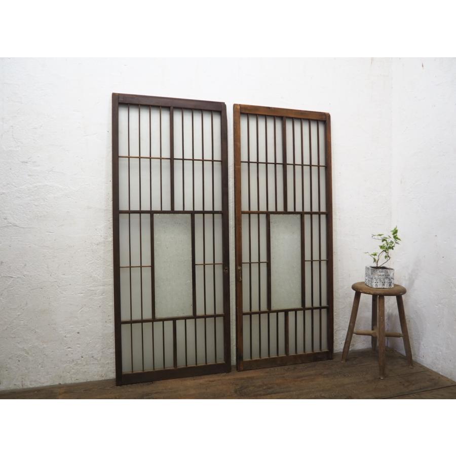 タQ0697◇(2)【H136,5cm×W56cm】×2枚◇桜模様のガラス入り◇レトロな