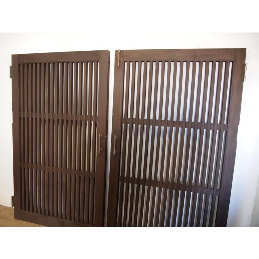 タR030◇(2)【H182,5cm×W107cm】×2枚◇重厚な格子の古い木製観音ドア