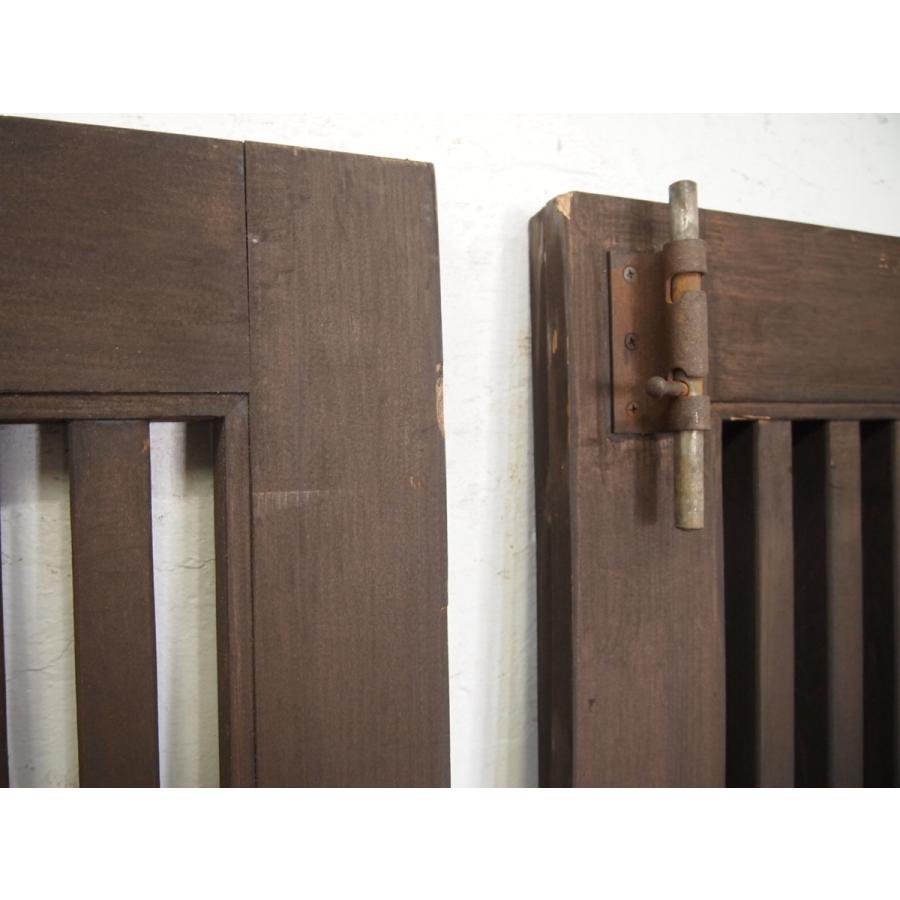 タR030◇(2)【H182,5cm×W107cm】×2枚◇重厚な格子の古い木製観音ドア