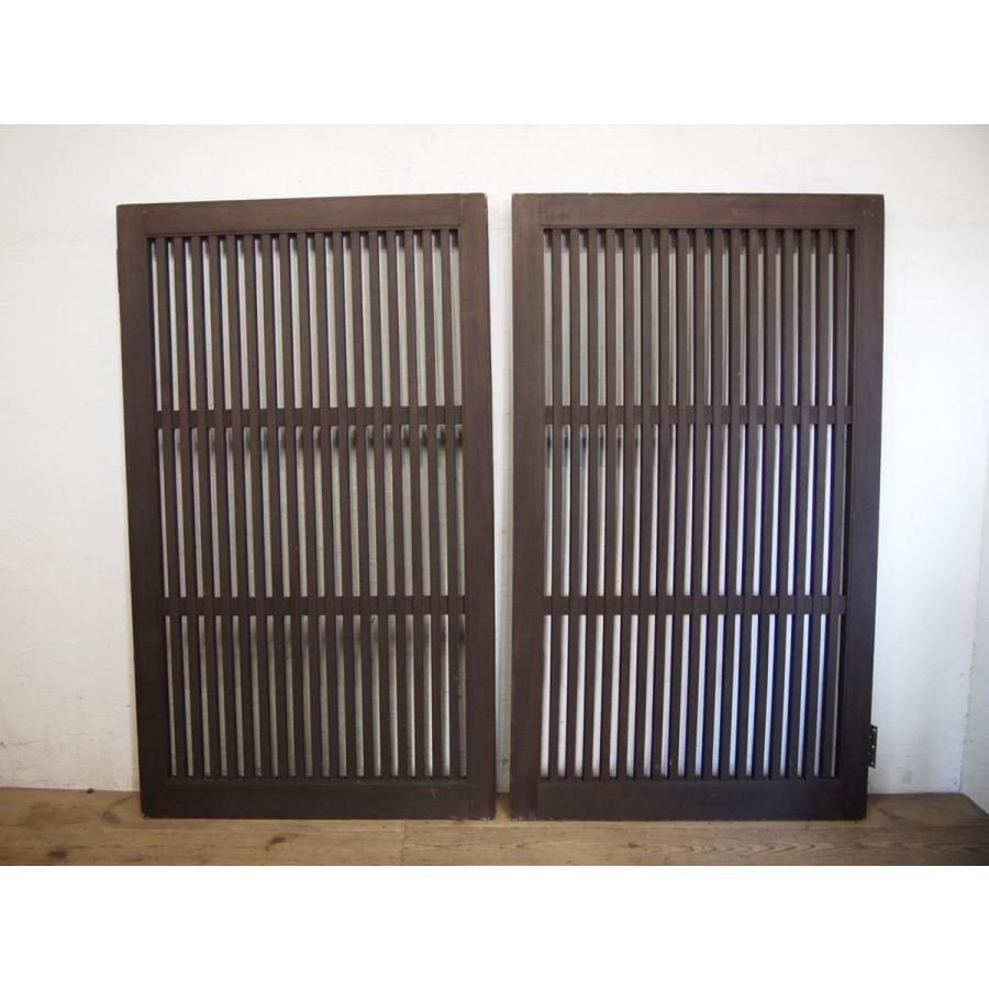 タR030◇(2)【H182,5cm×W107cm】×2枚◇重厚な格子の古い木製観音ドア