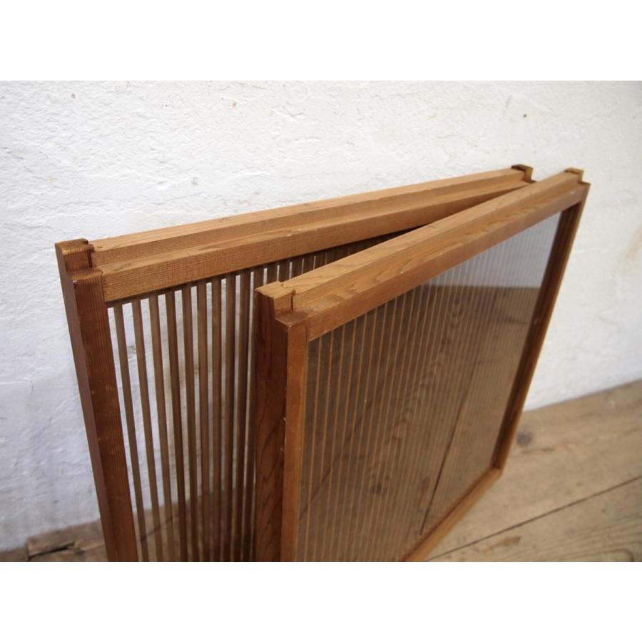 ユR056◇(1)【H54cm×W55,5cm】×2枚◇素敵な格子デザインの小振りな古い