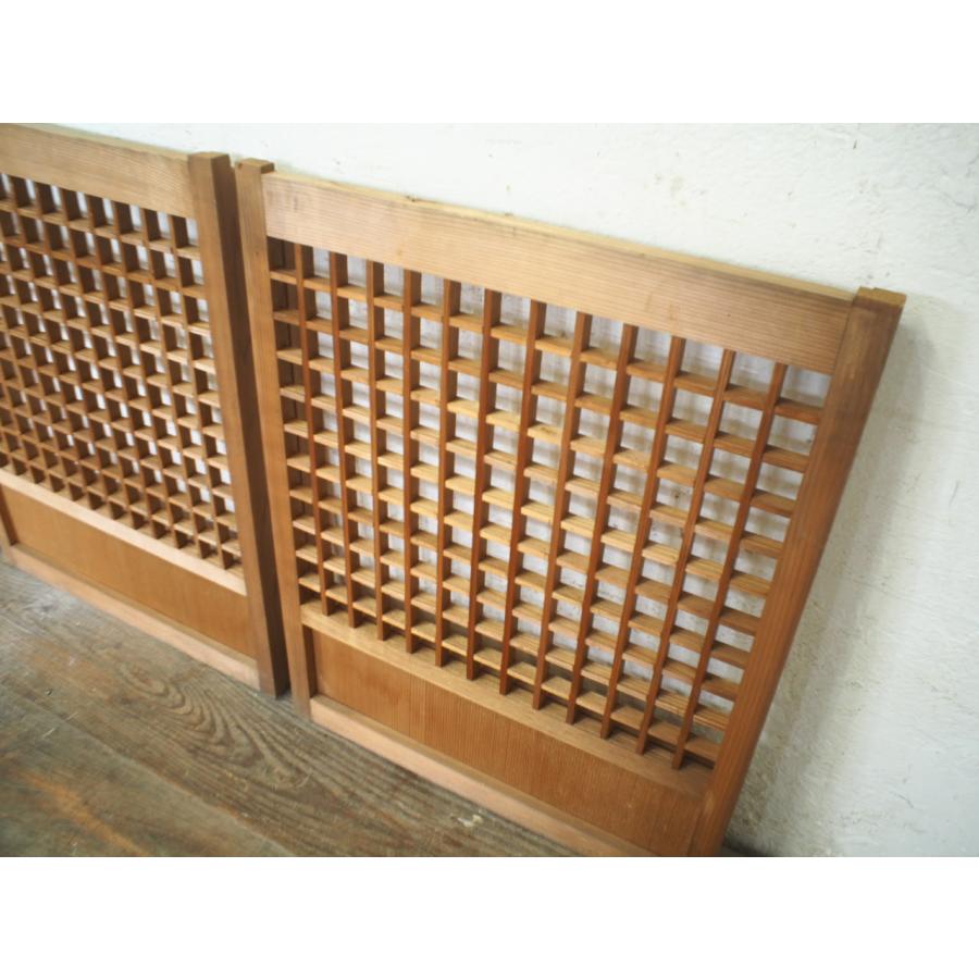 Vintage ガラスショーケース 引き戸 木工 木製 シンプル 和モダン 家具 ユR0660◇(2)【H56cm×W44,3cm】×4枚◇格子デザインのレトロな古い木製