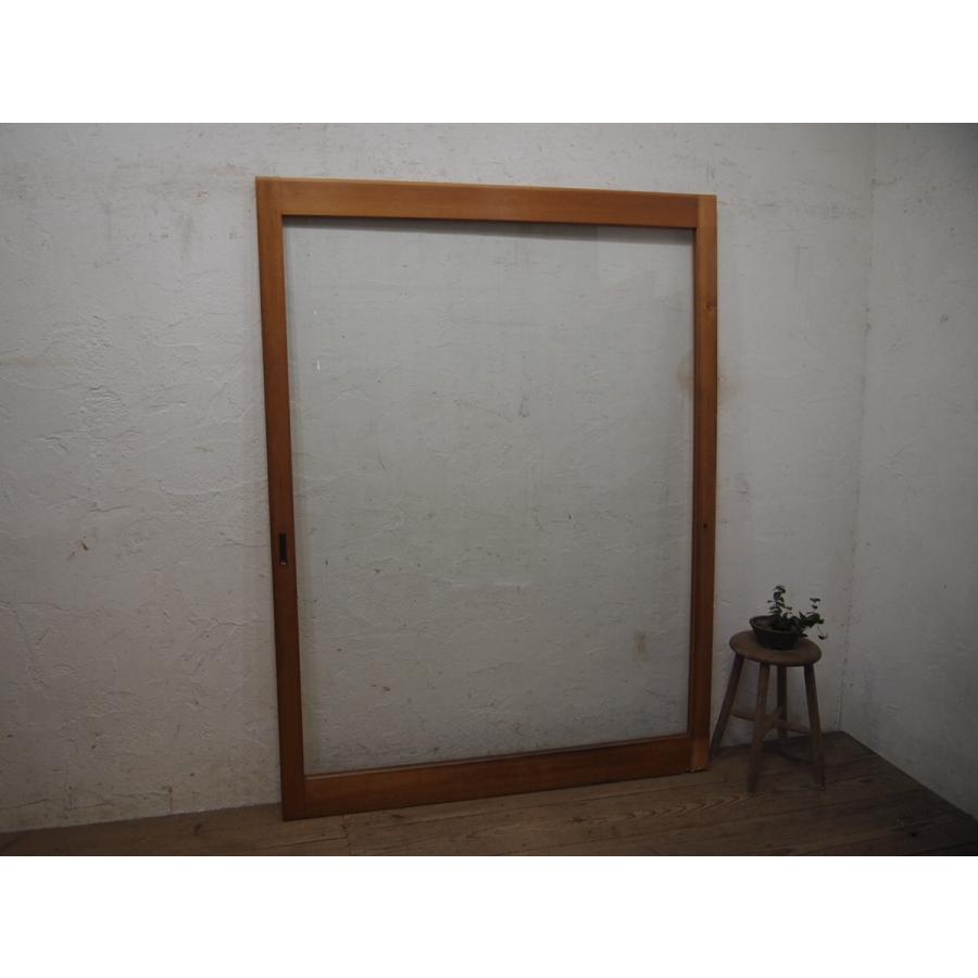 タ荷R114◆(2)◆大きな一枚ガラスの古い木枠引き戸◆建具ガラス戸サッシレトロアンティークN(ヤE)下