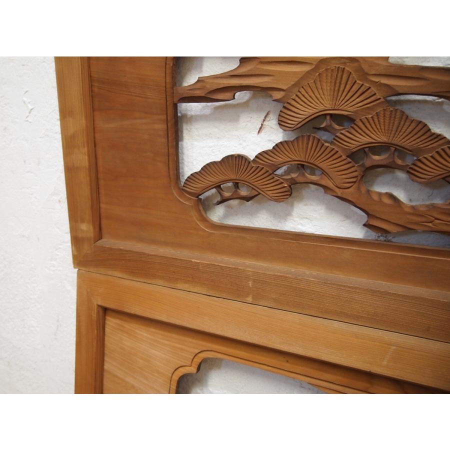 タR200◇×2枚◇木彫りデザインのレトロな古い木製欄間◇建具ランマ