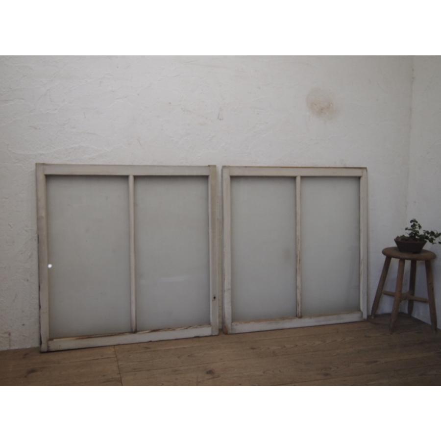 タR245◆(5)×2枚◆可愛い白ペンキの古い木枠ガラス戸◆建具引き戸サッシ窓レトロビンテージK笹1