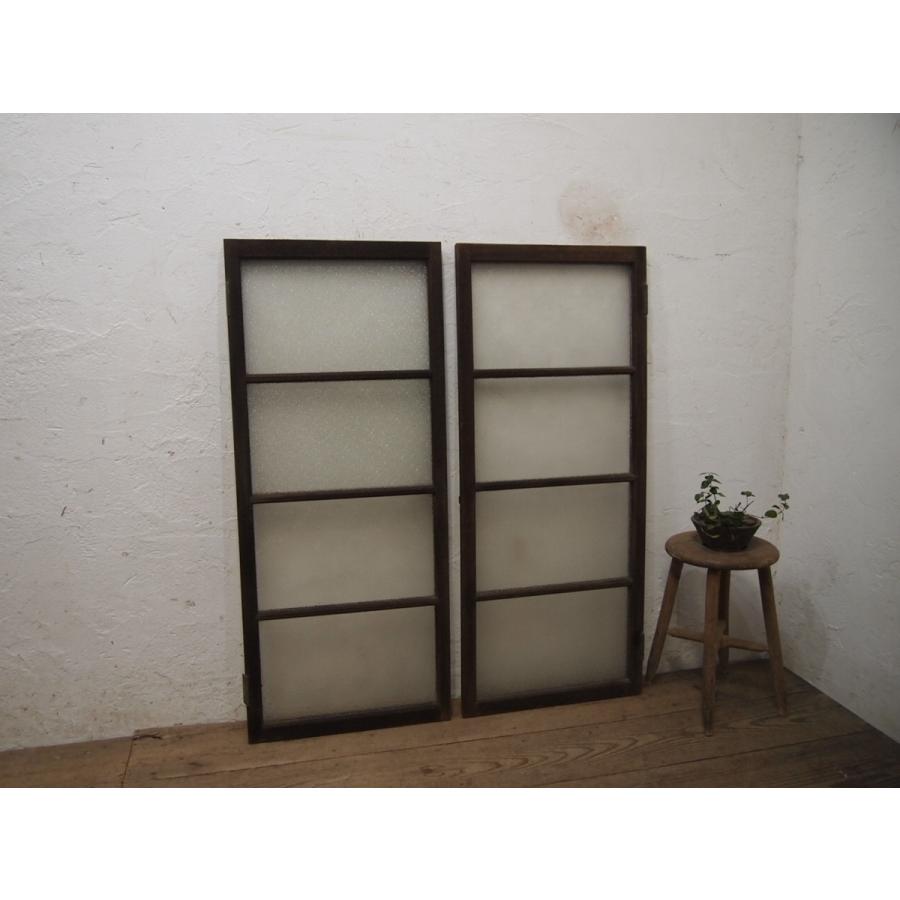 タr3 3 ドア 扉 板戸 障子 H116cm W49 2枚 アンティーク ダイヤガラスの古い観音扉 洋館建具門扉ガラス戸レトロアトリエk笹1 板戸 障子 H116cm W49 5cm