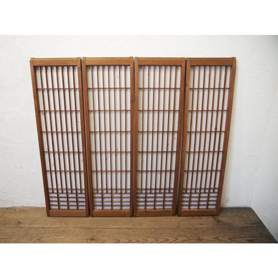 3F【昭和レトロ】職人手作り 木製障子 2枚セット 古道具 古民家建具 タR579◇【H103cm×W28,5cm】×4枚◇レトロな味わいの古い障子戸◇建具