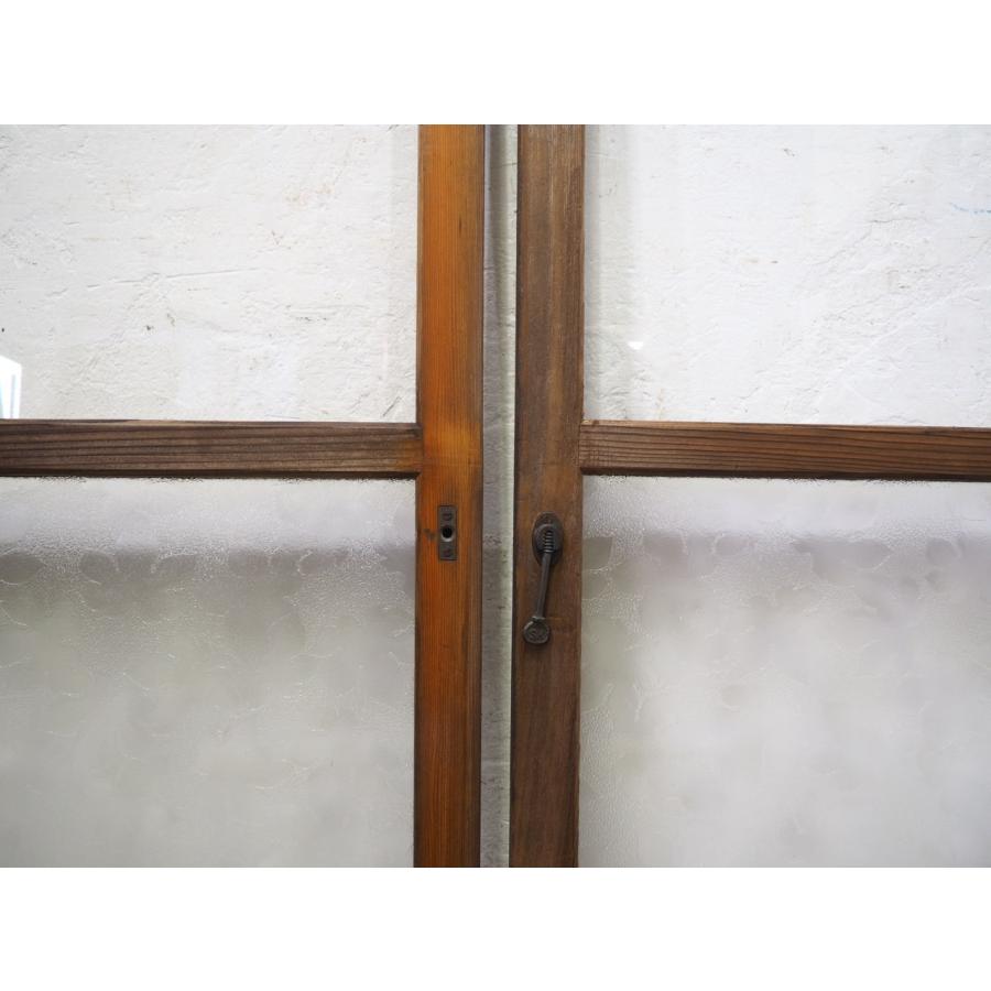 タS0661◇【H177(175)cm×W88,5cm】×2枚◇可愛い紅葉柄の古い木枠ガラス 