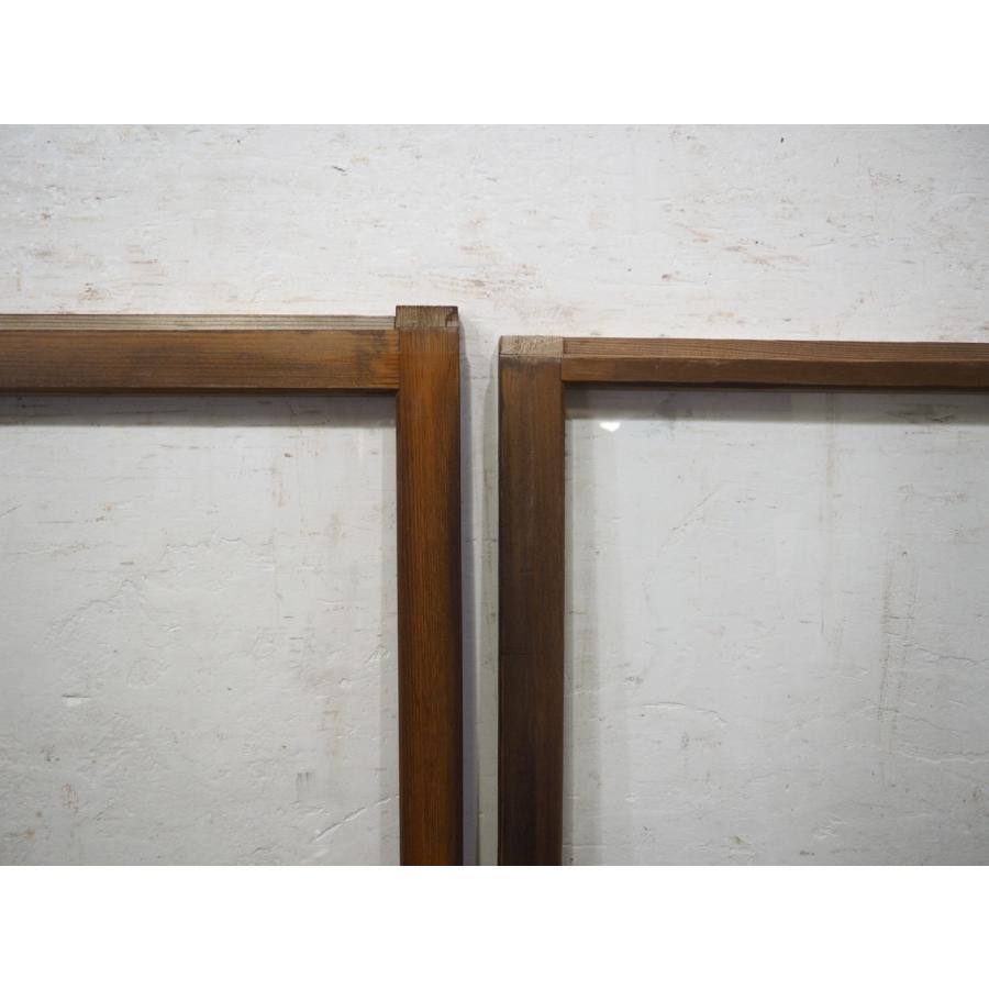 タS0661◇【H177(175)cm×W88,5cm】×2枚◇可愛い紅葉柄の古い木枠ガラス 