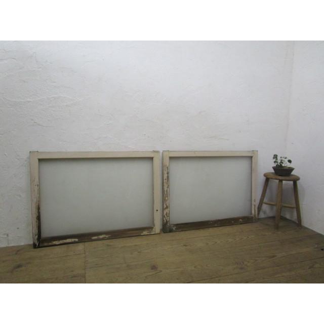 タS597◆(2)×2枚◆可愛いペンキの剥げた古い木枠ガラス戸◆建具引き戸サッシカフェシャビーアンティークK笹1