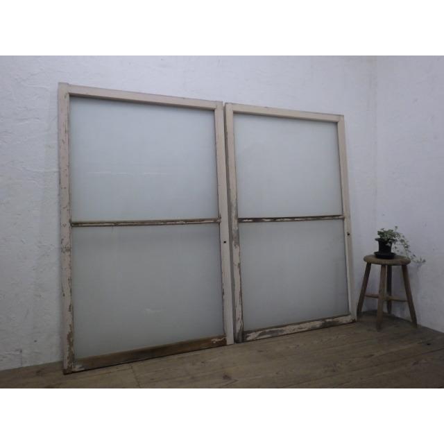 タS999◆(9)×2枚◆シャビーシックな古い木枠ガラス戸◆建具 引き戸 サッシ 中古住宅 リフォーム レトロ ビンテージK下