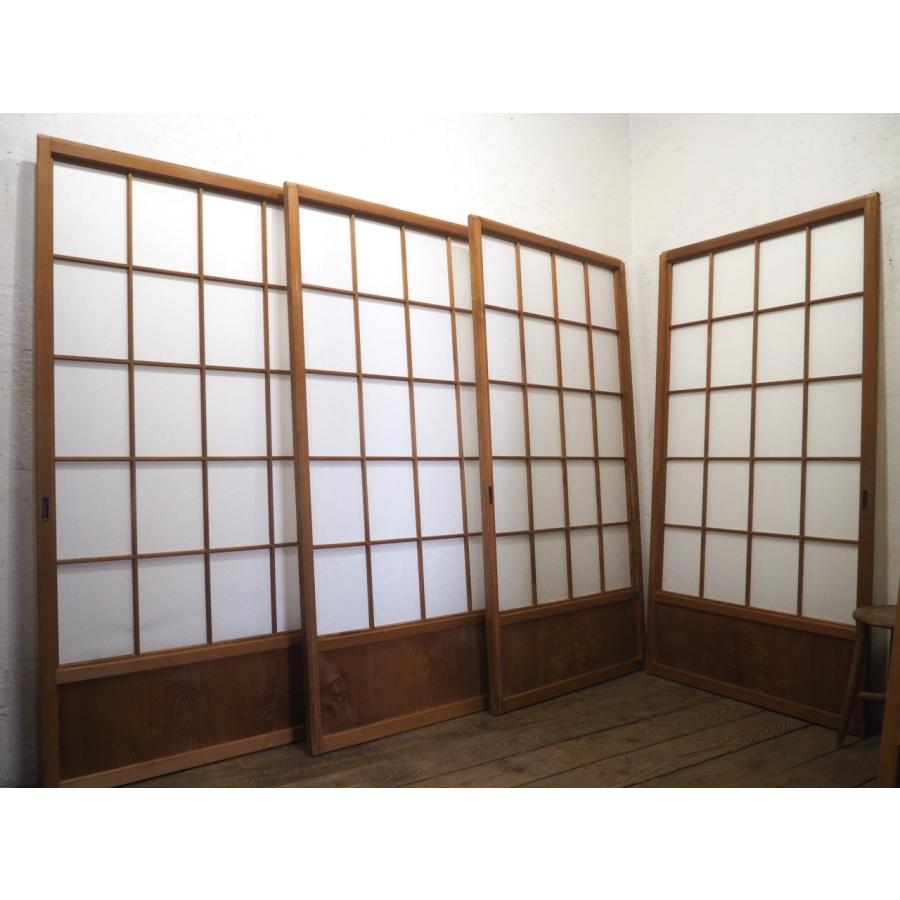 和室用　木製障子　2枚セット タT0236◇(1)【H176cm×W90,5cm】×4枚◇レトロな味わいの古い障子