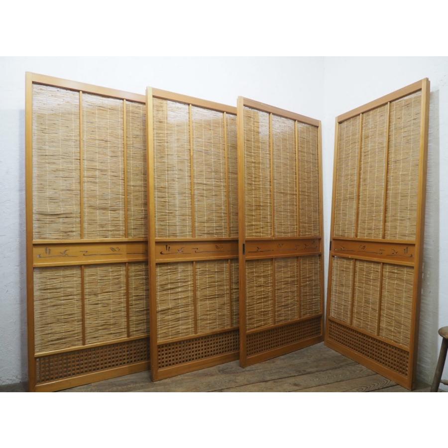 タT0379◇【H177cm×W89,5(86,5)cm】×4枚◇レトロな味わいの古い簾戸