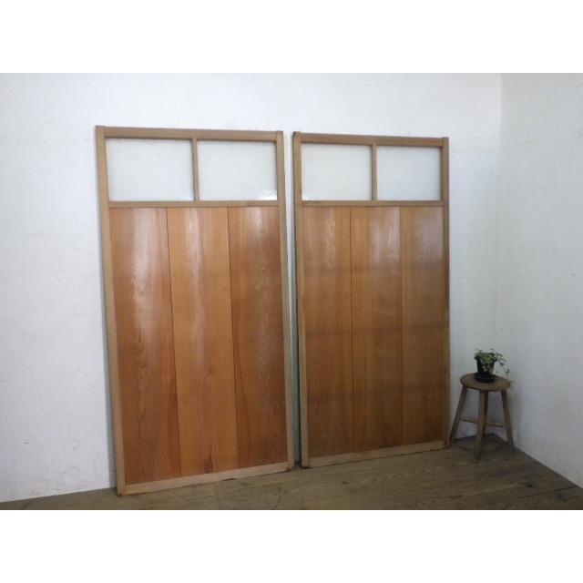 タT443◆(3)×2枚◆アンティーク◆ダイヤガラスの大きな古い木製引き戸◆建具ガラス戸サッシ古民家町屋M下