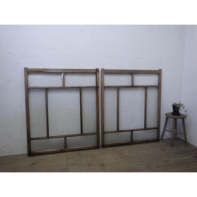 H107cm W90cm 住宅設備 ドア 扉 板戸 障子 Secondhand012のタt578 3 2枚 アンティーク 大正ロマンの古い木製引き戸 建具洋館ガラス戸映画撮影スタジオレトロk笹1 タt578 3