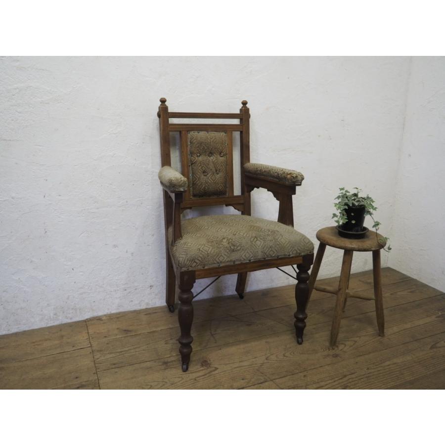 タU001◇アンティーク◇大正ロマンの重厚な古い木製アームチェア◇洋館