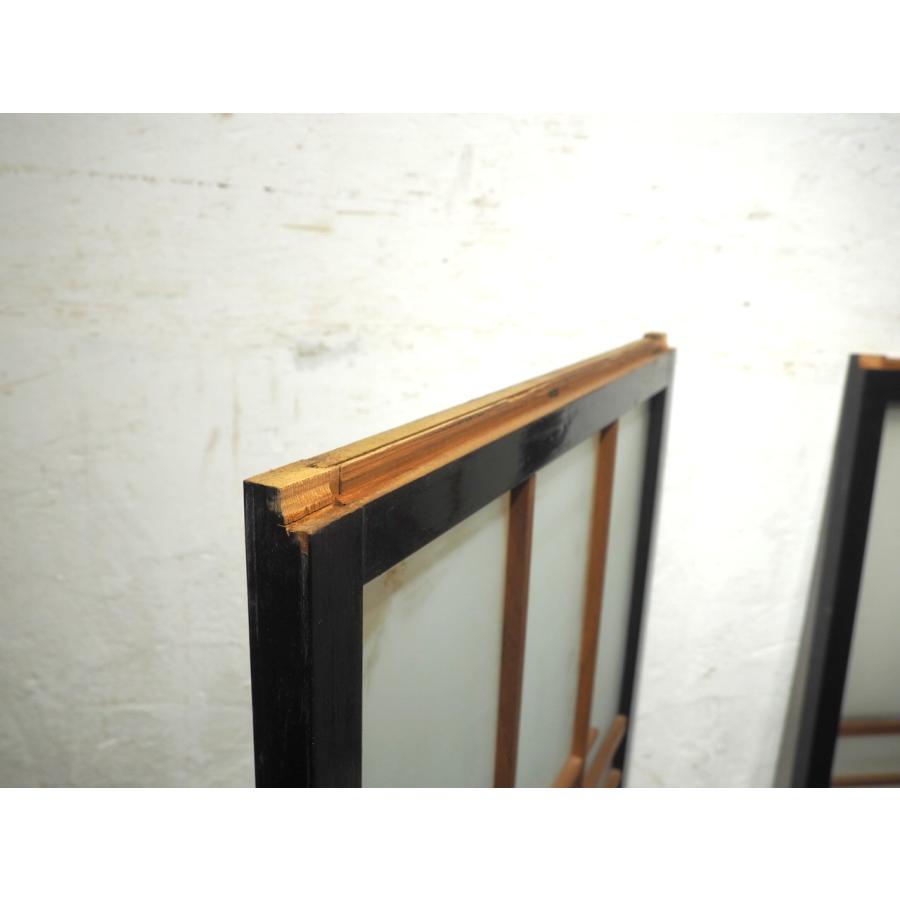 古建具 木製 窓枠 4枚セット レトロ 昭和 ガラス戸 骨董　アンティーク タU0288◇【H175cm×W64cm】×2枚◇昭和レトロな古い木枠ガラス戸◇古