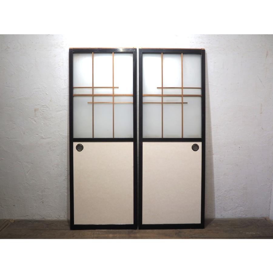 タU0288◇【H175cm×W64cm】×2枚◇昭和レトロな古い木枠ガラス戸◇古