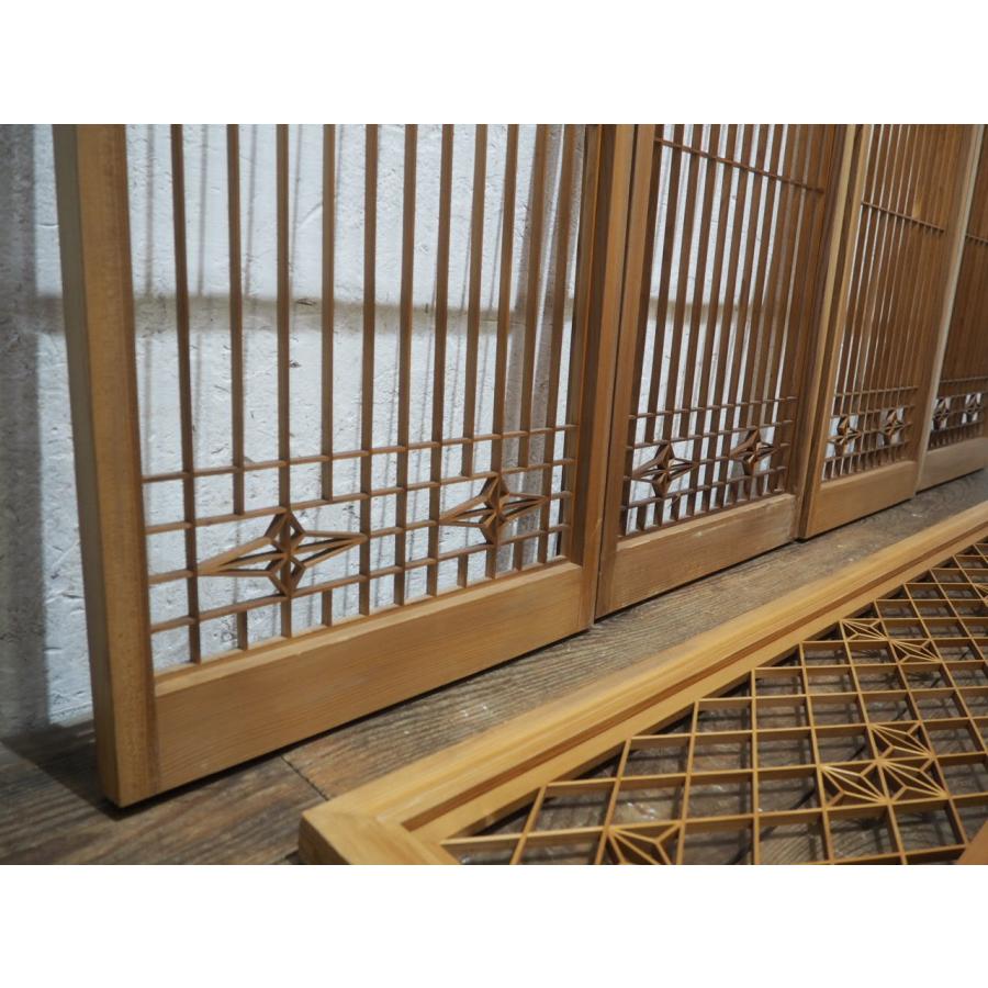 タU0520◇5枚セット◇組子細工のレトロな書院戸◇古建具 引き戸 障子戸