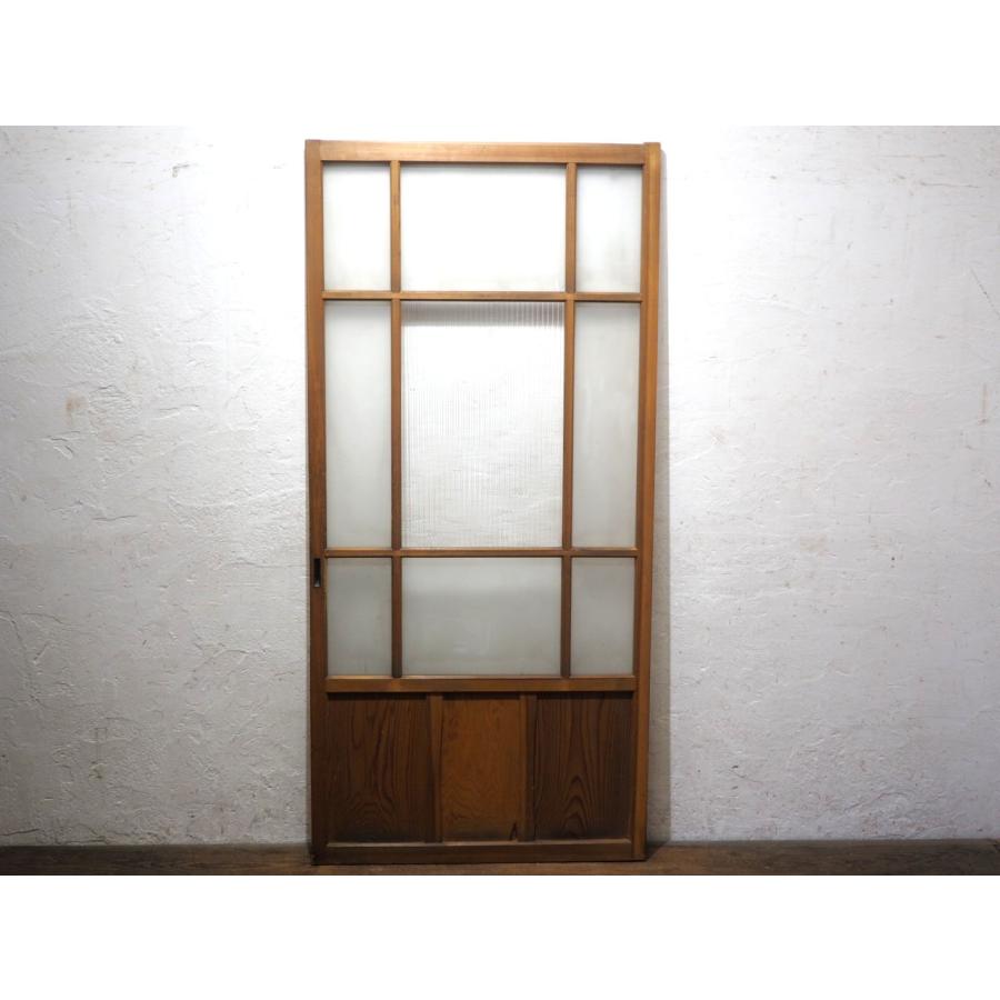 タU0853◇【H178cm×W85cm】◇モールガラス入りのレトロな古い木製