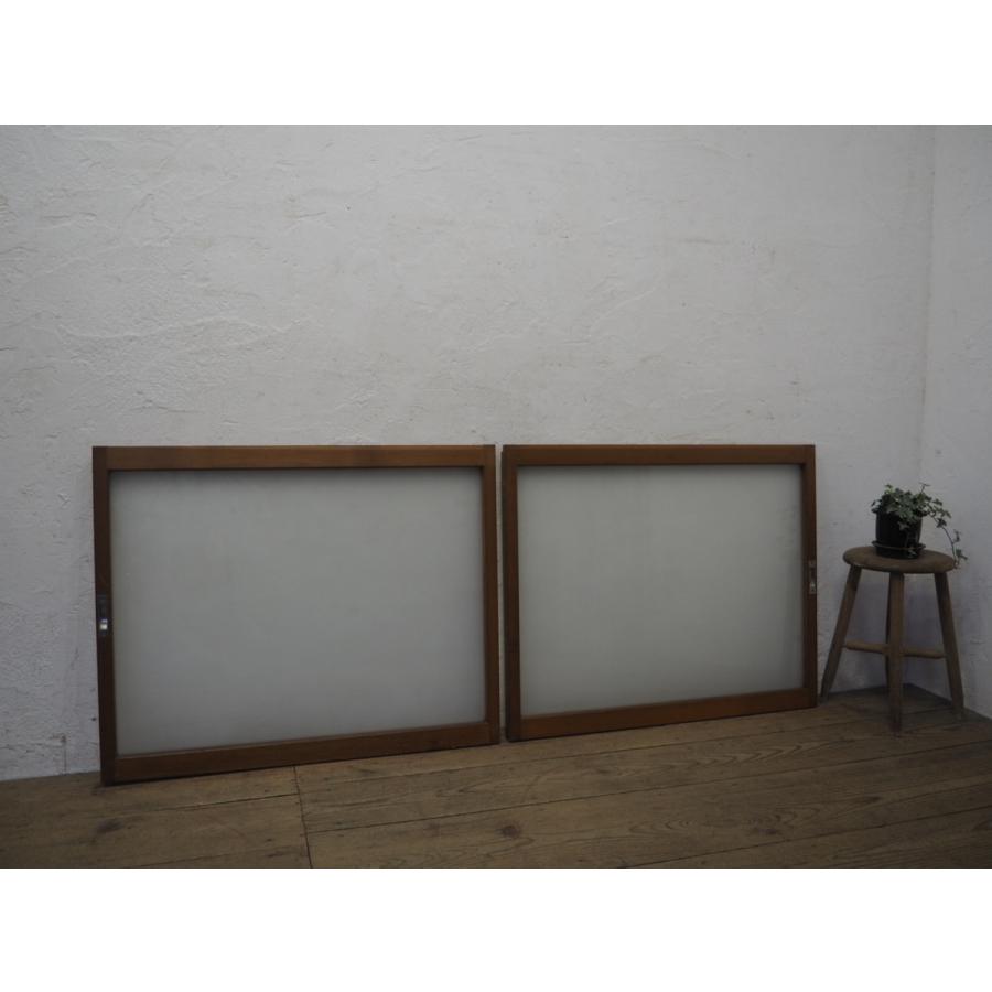 タU619◆×2枚◆レトロな味わいの古い木枠ガラス戸◆建具引き戸窓ガラスサッシ古民家中古K笹1