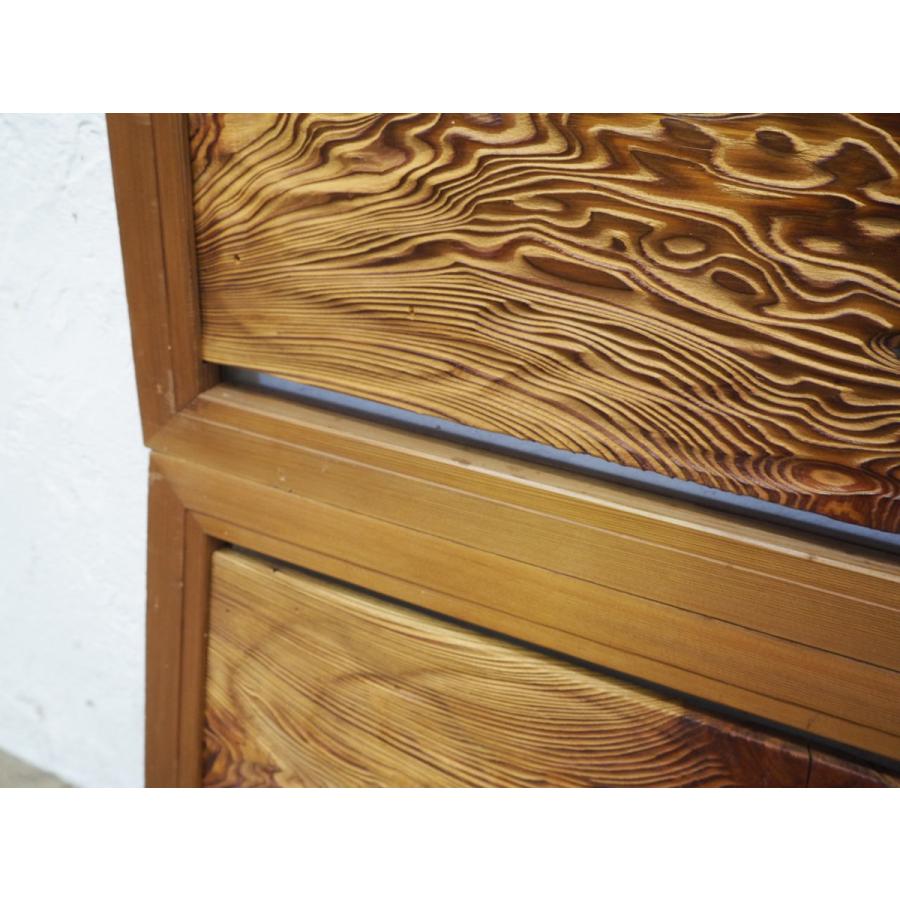 タU621◆×2枚◆片面ガラス入り◆木彫りデザインのレトロな古い木製欄間◆建具 彫刻 古民家 リフォーム アンティークK笹1 - 8