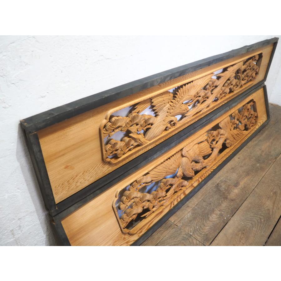 タV0093◇【H33cm×W185cm】×2枚◇アンティーク◇分厚い木彫りデザイン