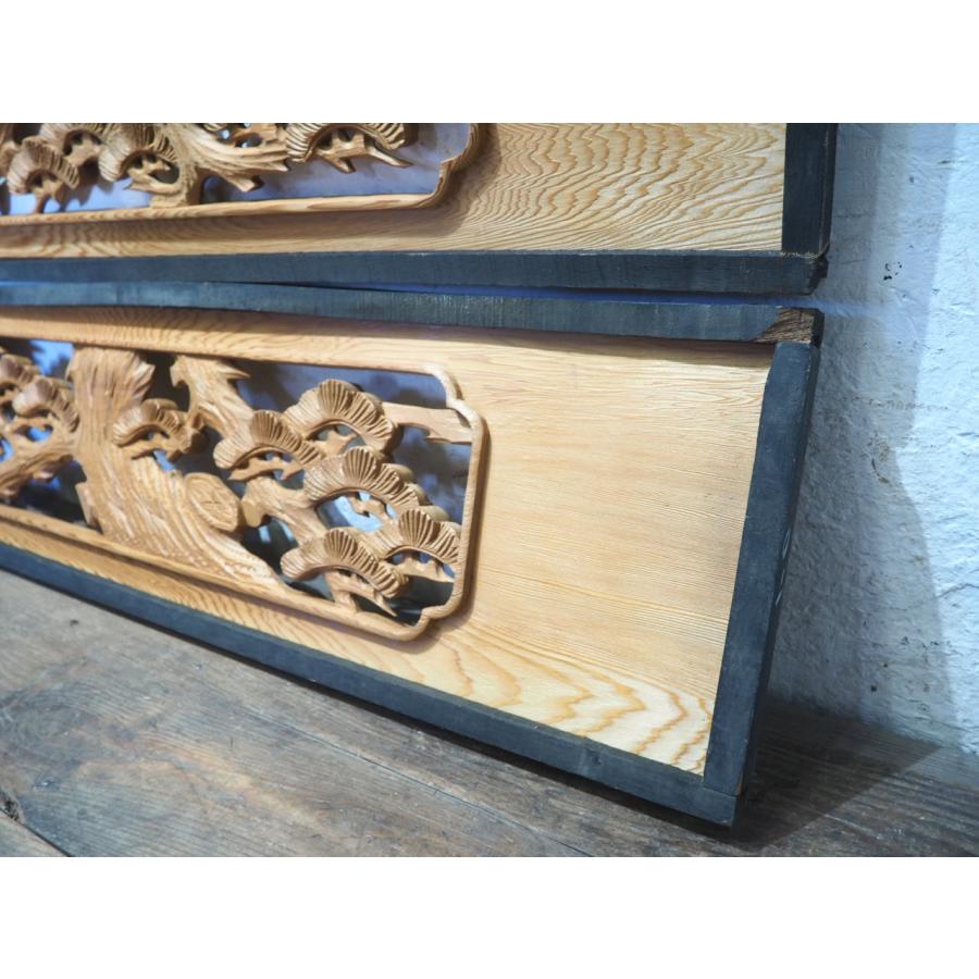 タV0093◇【H33cm×W185cm】×2枚◇アンティーク◇分厚い木彫りデザイン