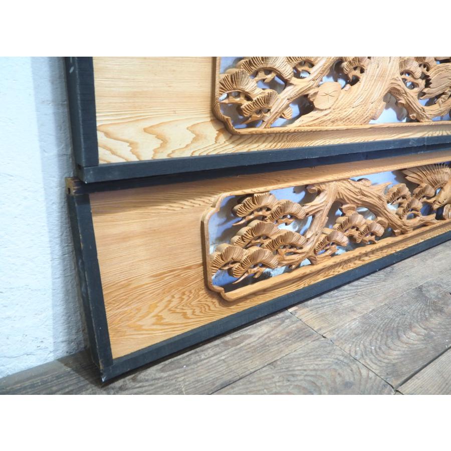 タV0093◇【H33cm×W185cm】×2枚◇アンティーク◇分厚い木彫りデザイン