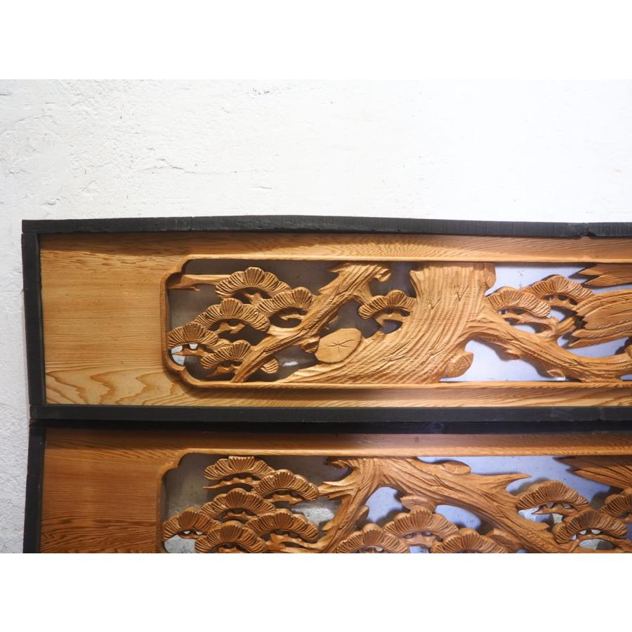 タV0093◇【H33cm×W185cm】×2枚◇アンティーク◇分厚い木彫りデザイン