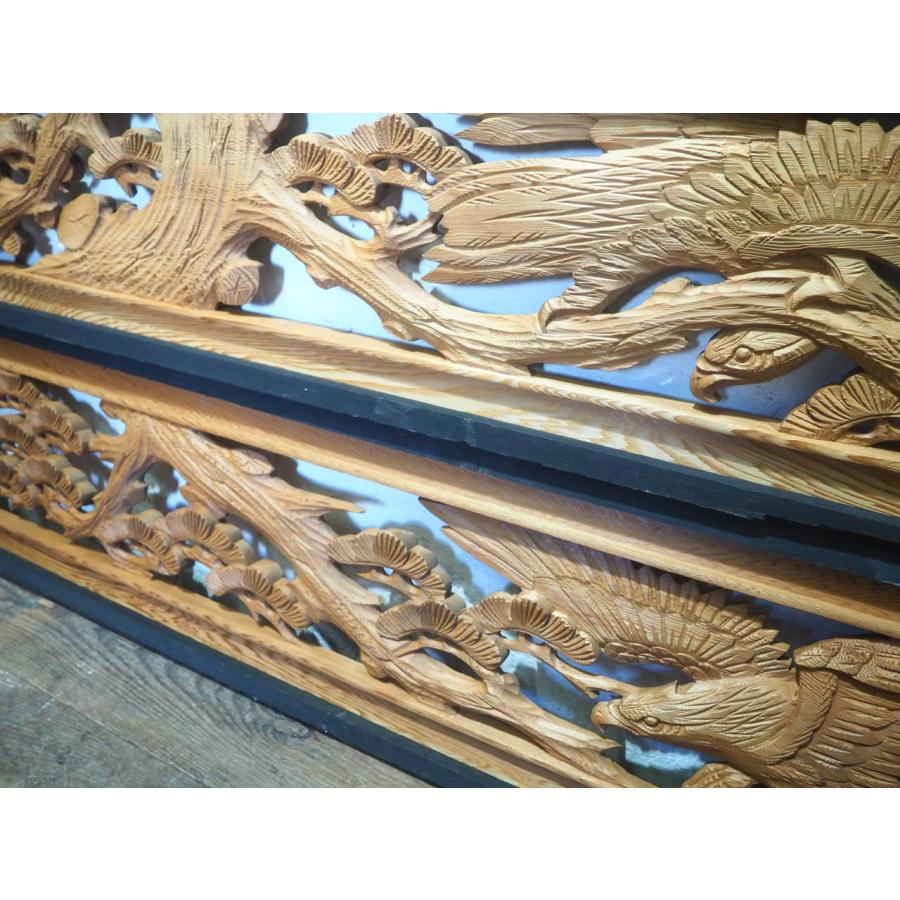 タV0093◇【H33cm×W185cm】×2枚◇アンティーク◇分厚い木彫りデザイン