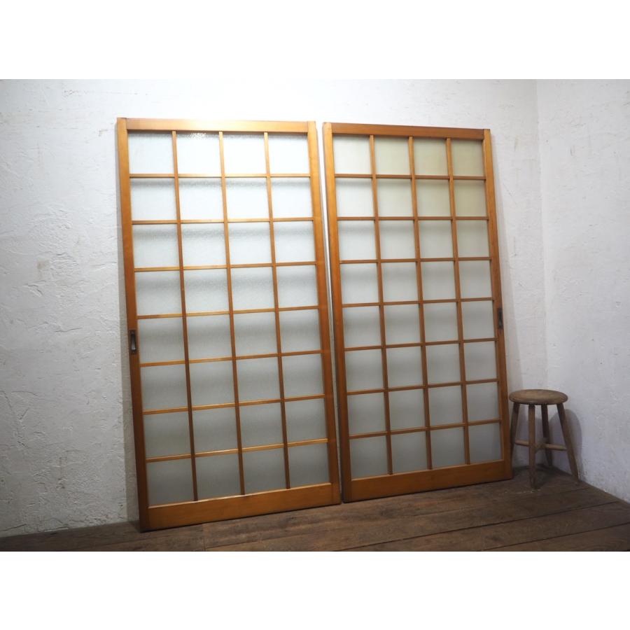 タV0282◇(2)【H176cm×W87,7cm】×2枚◇昭和レトロな古い木枠ガラス戸