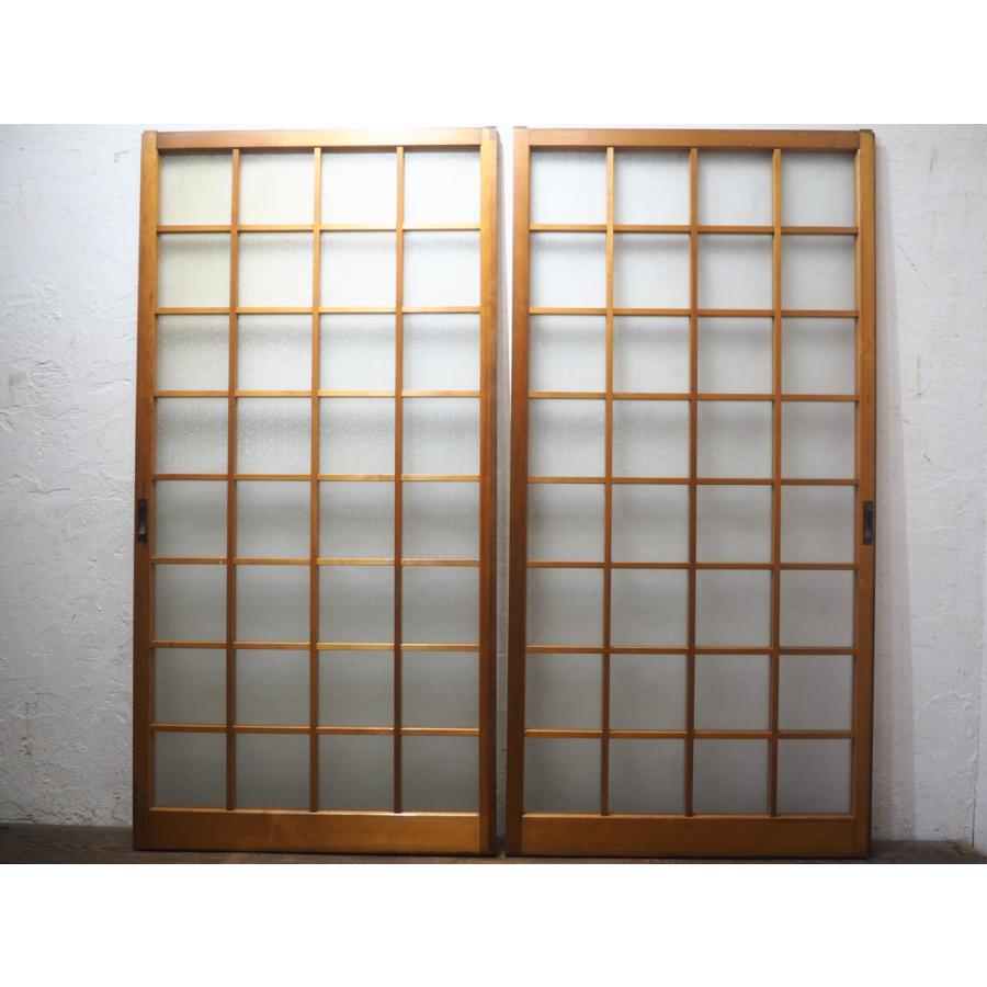 タV0282◇(2)【H176cm×W87,7cm】×2枚◇昭和レトロな古い木枠ガラス戸
